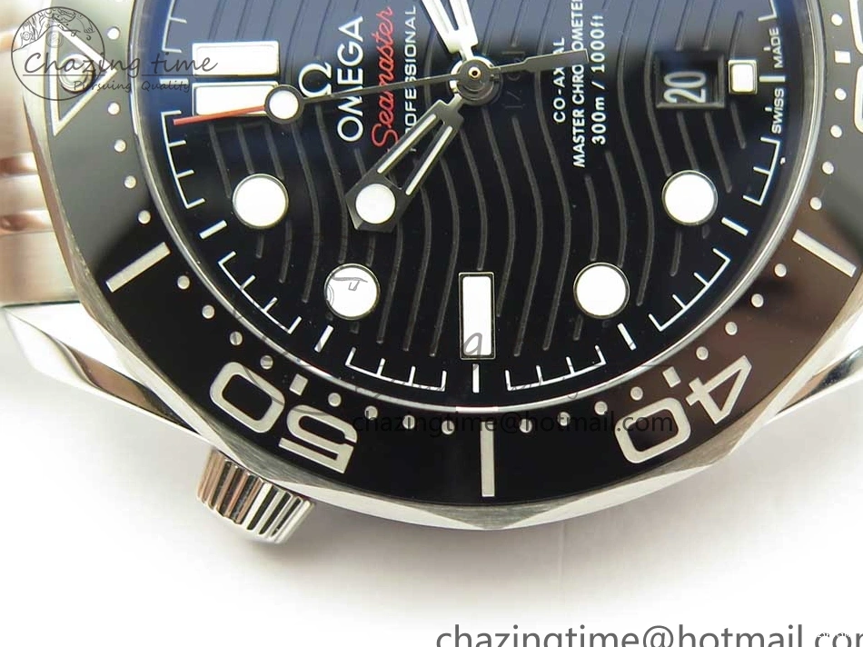 0417 2018 Seamaster Diver 300M OMF Best Edition Black Ceramic Black Dial on SS Bracelet A8800 (Black Balance Wheel) Breathable 7959